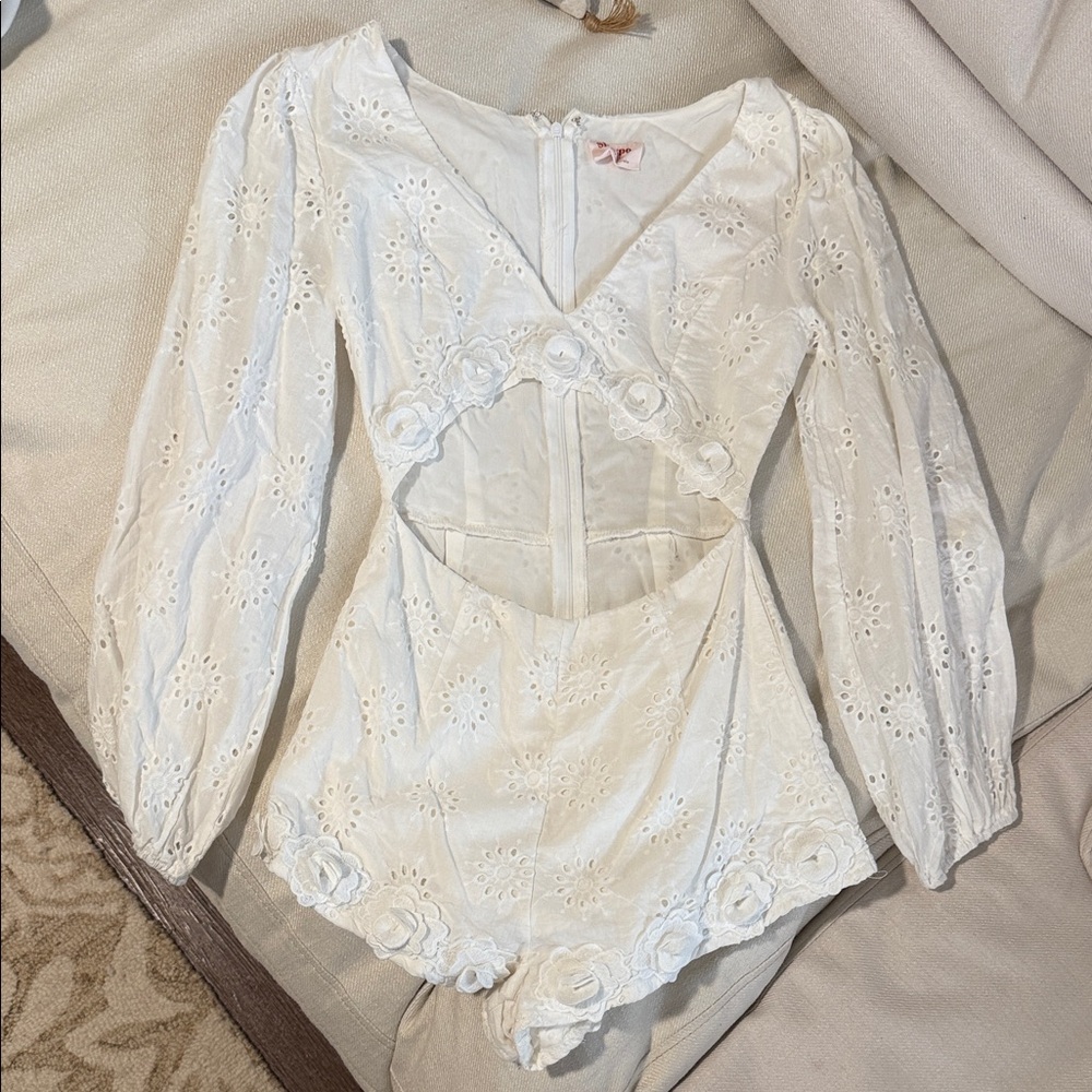 Showpo White Floral Lace Jumpsuit